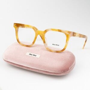NEW Miu Miu MU06XV 13U1O1 Havana Cream Square Unisex Eyeglasses 0MU 06XV